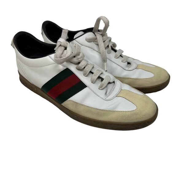 Vintage 2007 Gucci Sneakers Mens Size 11 White Cream Leather 162681 - Picture 3 of 11